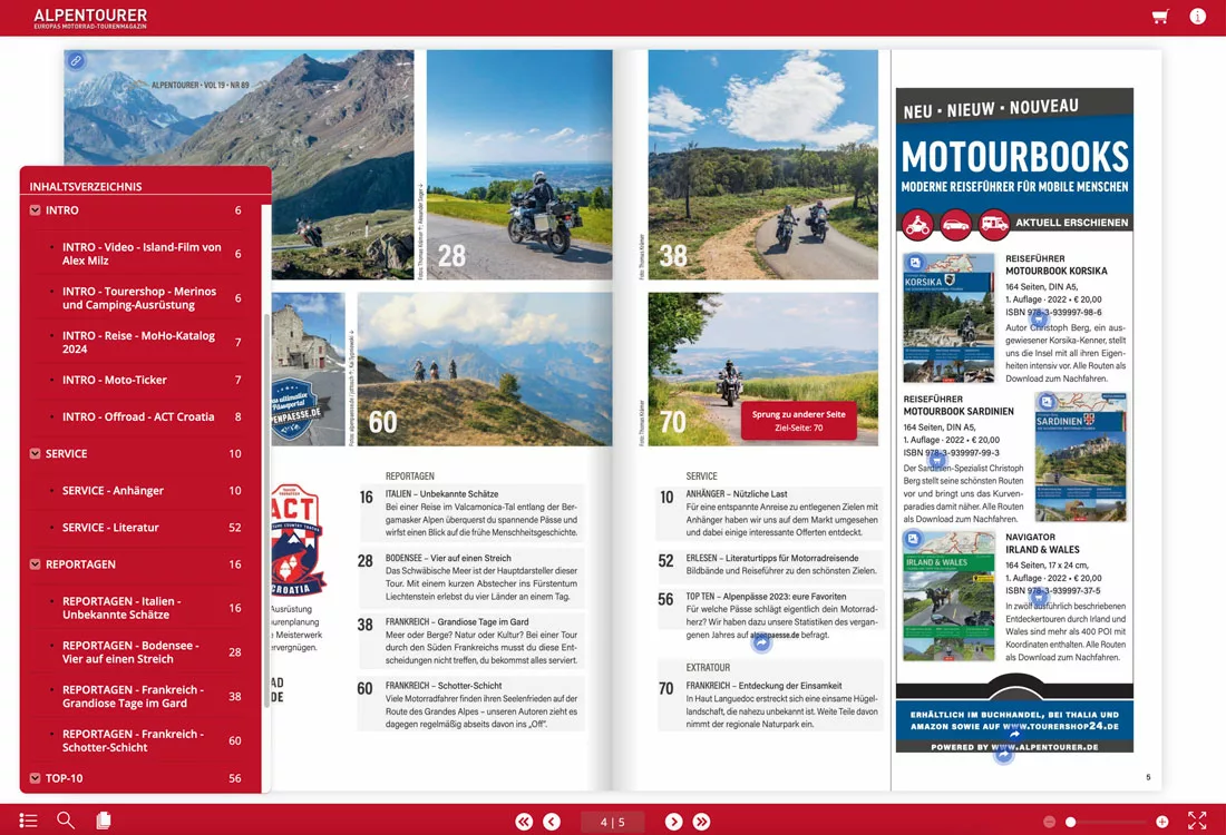 ALPENTOURER Flipbook Inhalt