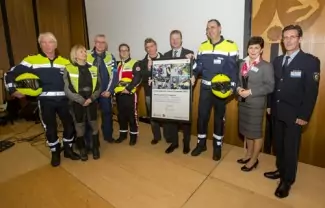 Preisverleihung Landespreis Innere Sicherheit 2013, im MIK NRW, durch NRW Innenminister Ralf Jäger, Wuppertal. Foto: Jochen Tack